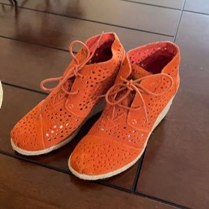 TOMS orange Lace Booties!